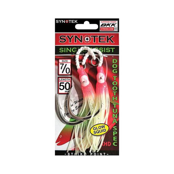 Synotek Single Assist Hooks 7/0 5.0cm Pink Head Glow, Pink Head Glow, bcf_hi-res
