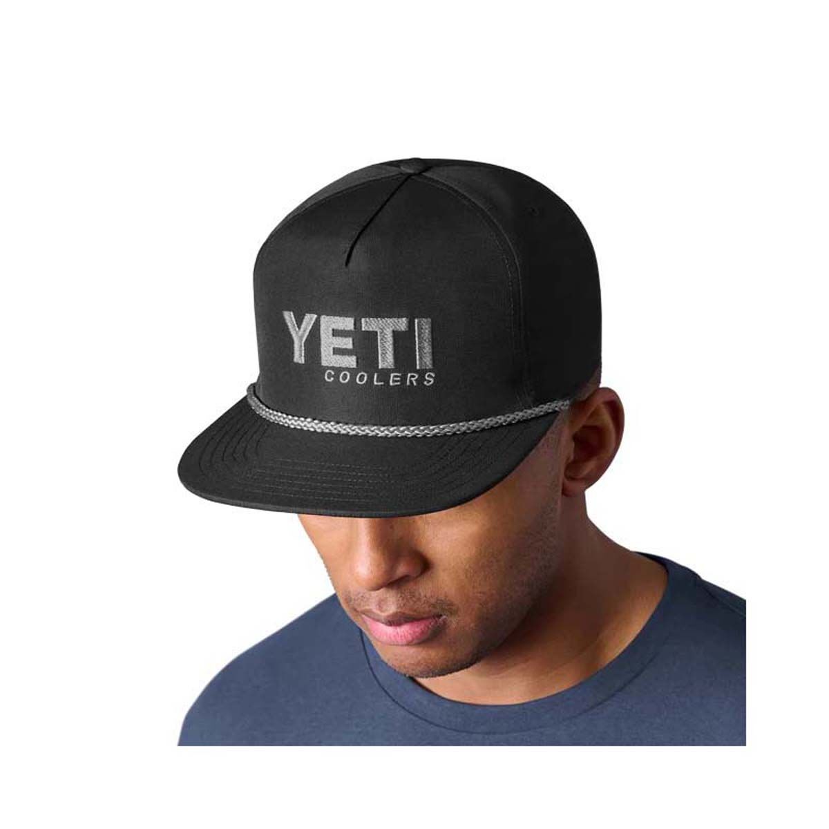 YETI Coolers&reg; Men&rsquo;s Flat Brim Rope Hat Black OSFM, Black, bcf_hi-res