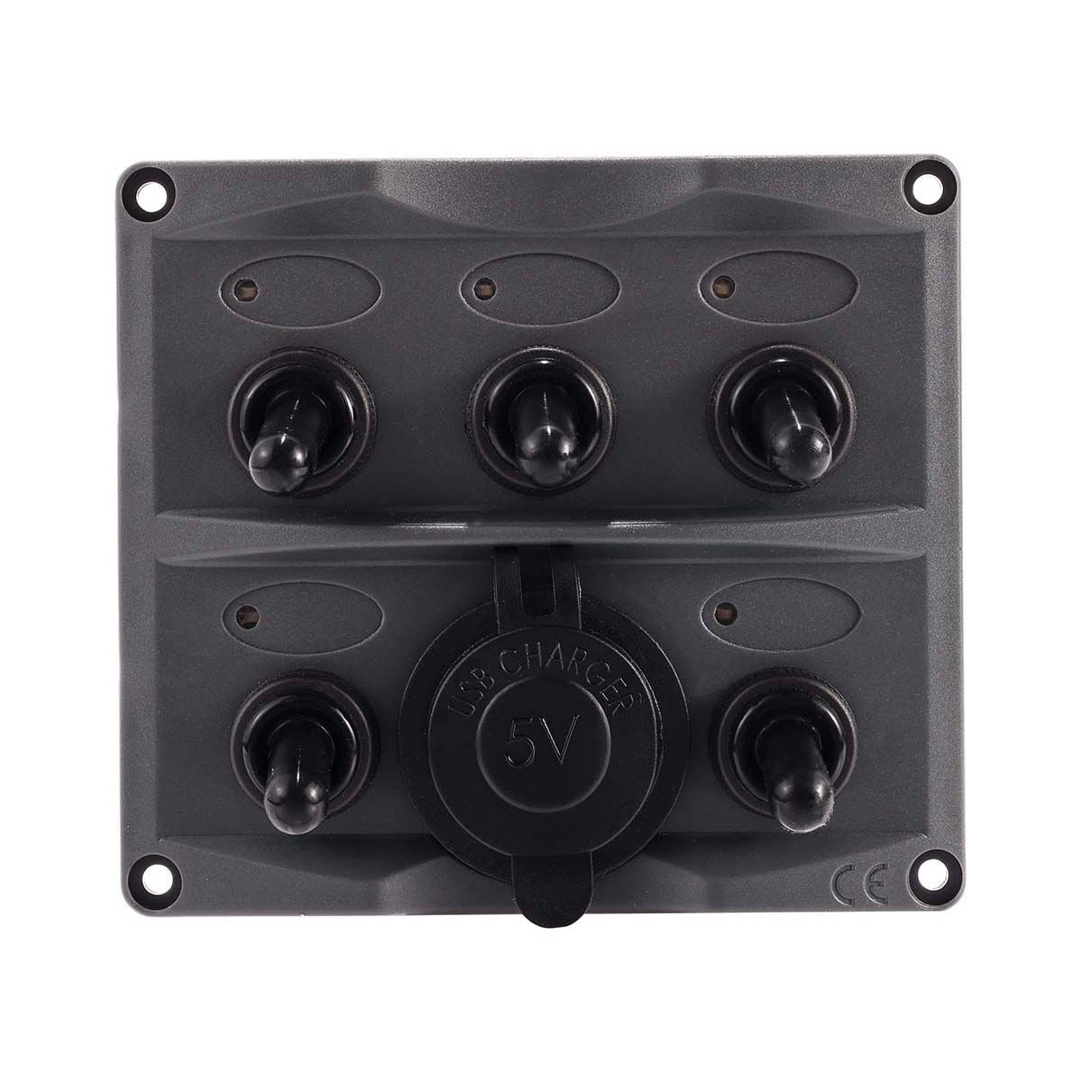 Bowline Switch Panel 5 Gang 2 USB Black, , bcf_hi-res