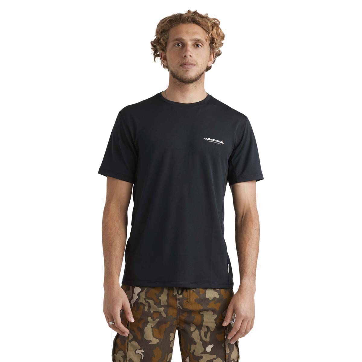 Quiksilver Men's Seagrass Short Sleeve Rashie Black S, Black, bcf_hi-res