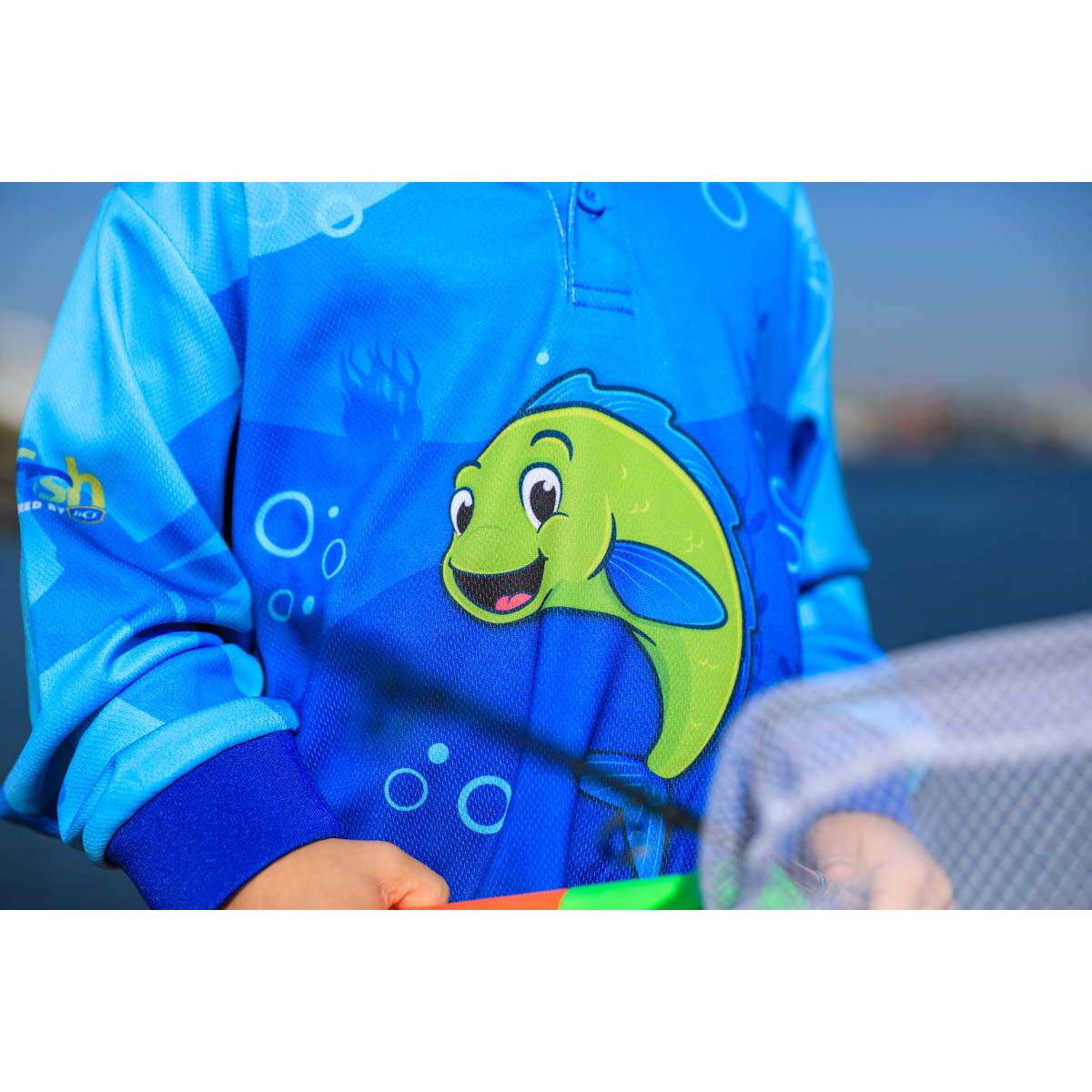 BCF x OzFish Kids' Fishing Shirt, Blue, bcf_hi-res
