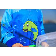BCF x OzFish Kids' Sublimated Polo, Blue, bcf_hi-res