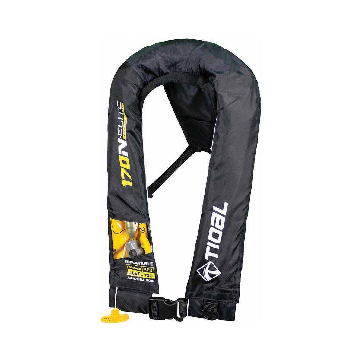 Tidal Elite Manual Inflatable PFD 170N Black, Black, bcf_hi-res