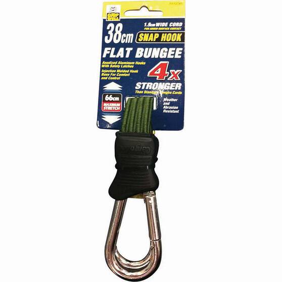 Flat Bungee Strap - Snap Hook, 38cm 38cm, , bcf_hi-res