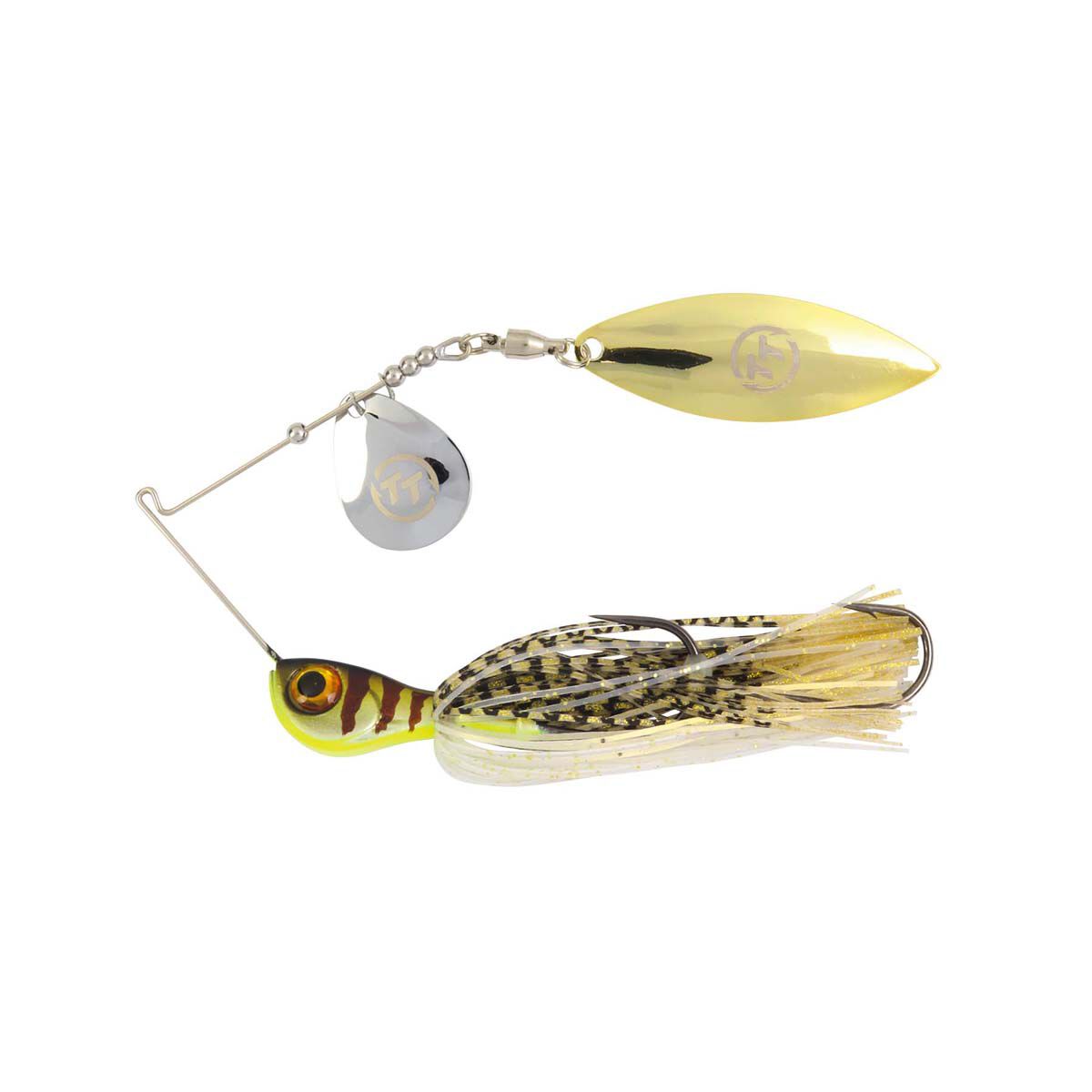 TT Fishing Vortex+ Spinnerbait Lure 1/4oz Gold Glimmer, Gold Glimmer, bcf_hi-res