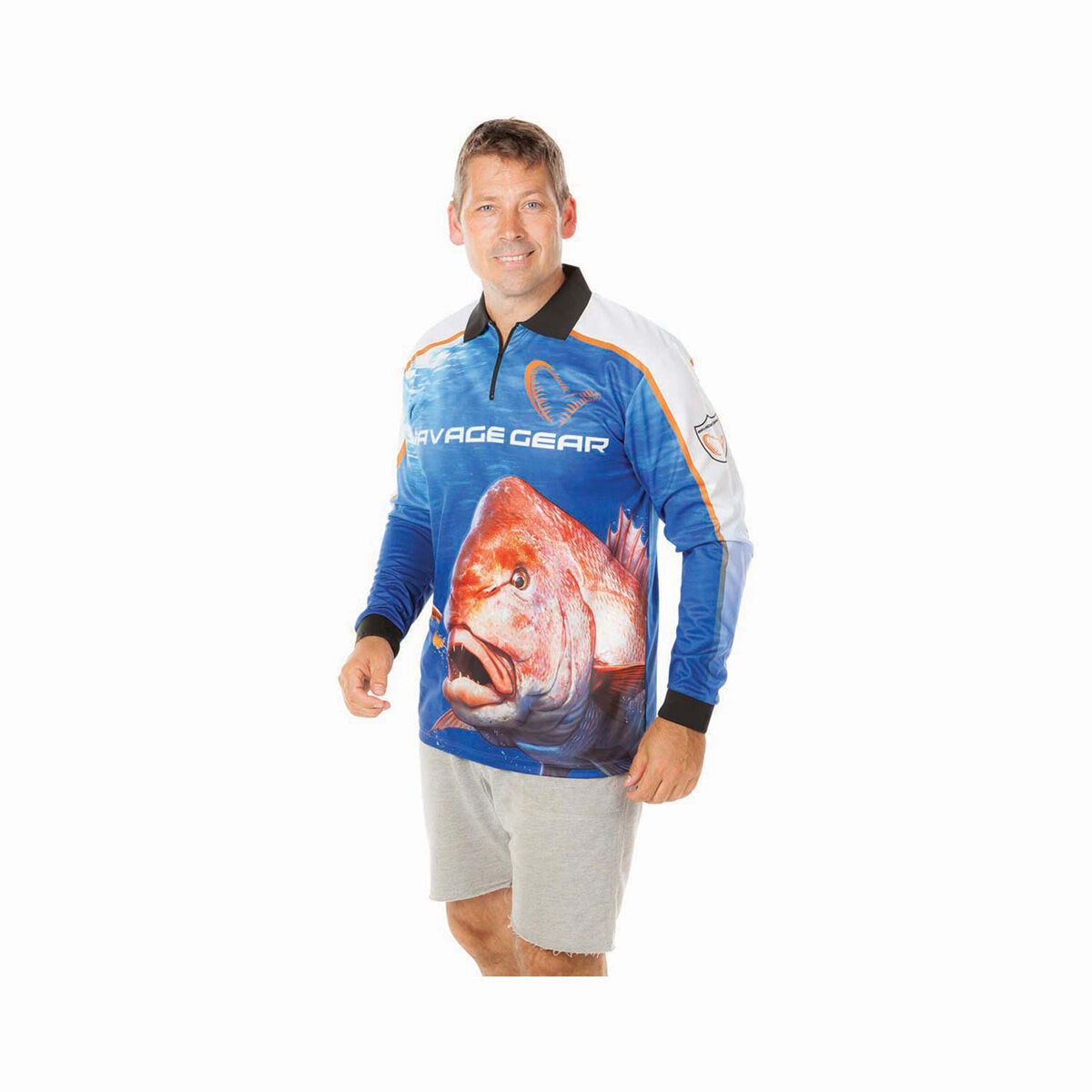 Savage Gear Men's Snapper Fishing Shirt Blue M, Blue, bcf_hi-res