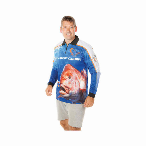 Savage Gear Men's Snapper Fishing Shirt Blue 3XL, Blue, bcf_hi-res