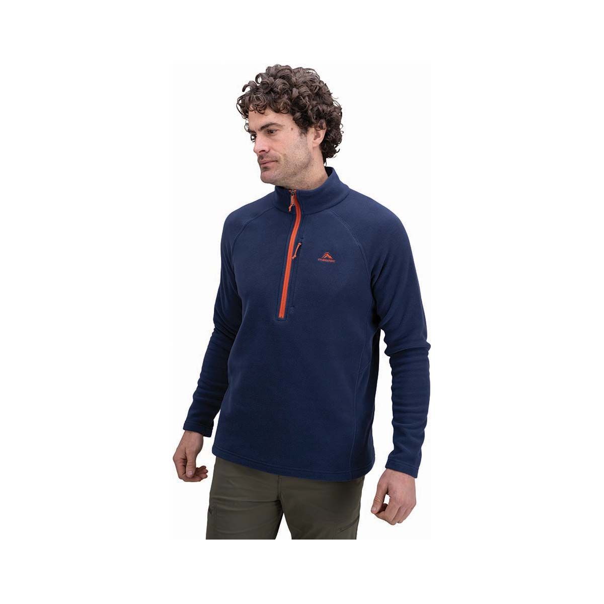 Macpac Men's Tui Fleece Pullover V6, Navy Iris / Brick Orange, bcf_hi-res