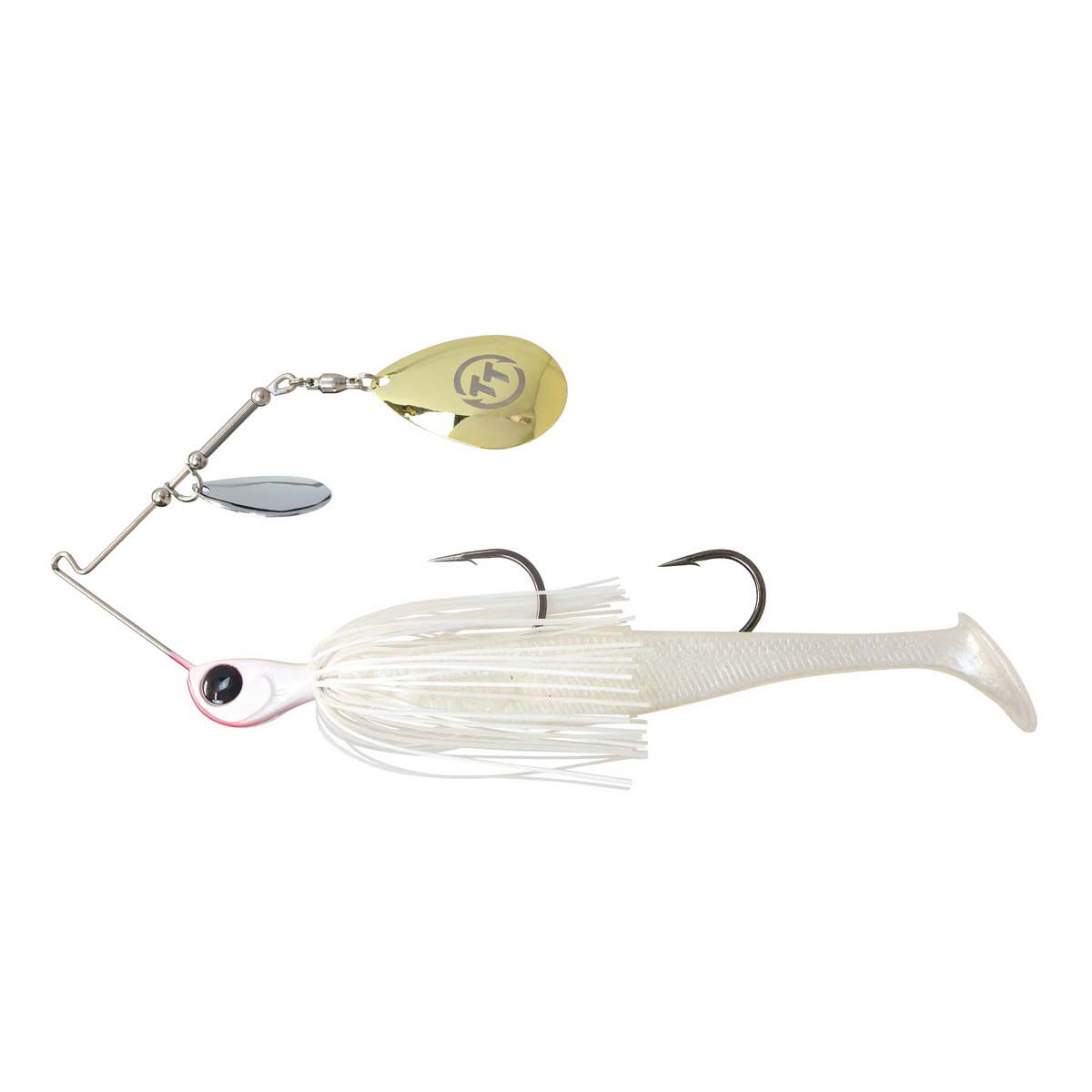 TT Fishing Tornado+ Double Colorado Rigged Spinnerbait Lure 1/2oz Pearl, Pearl, bcf_hi-res