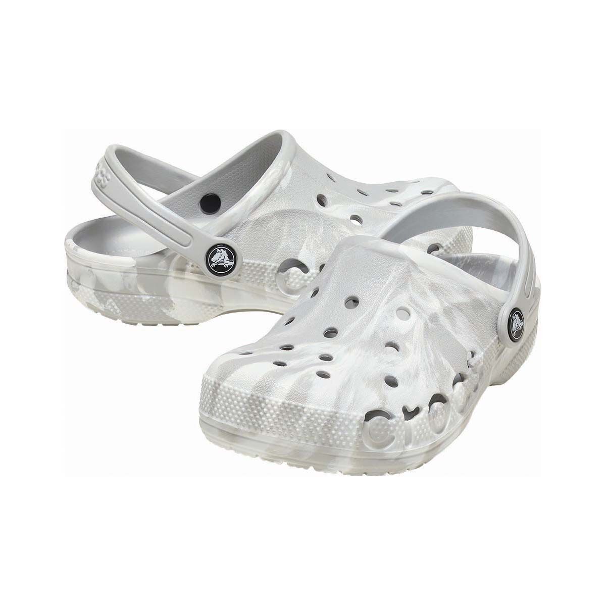 Crocs Youth Baya Marble Clogs, Grey Marle, bcf_hi-res