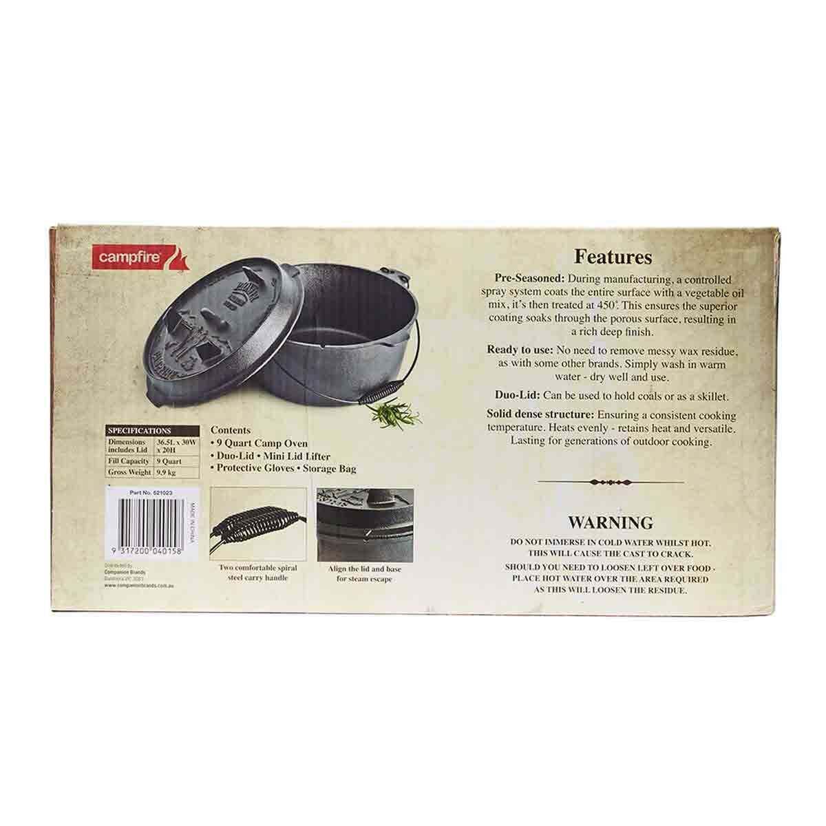 Campfire Premium Camp Oven 9 Quart Kit, , bcf_hi-res