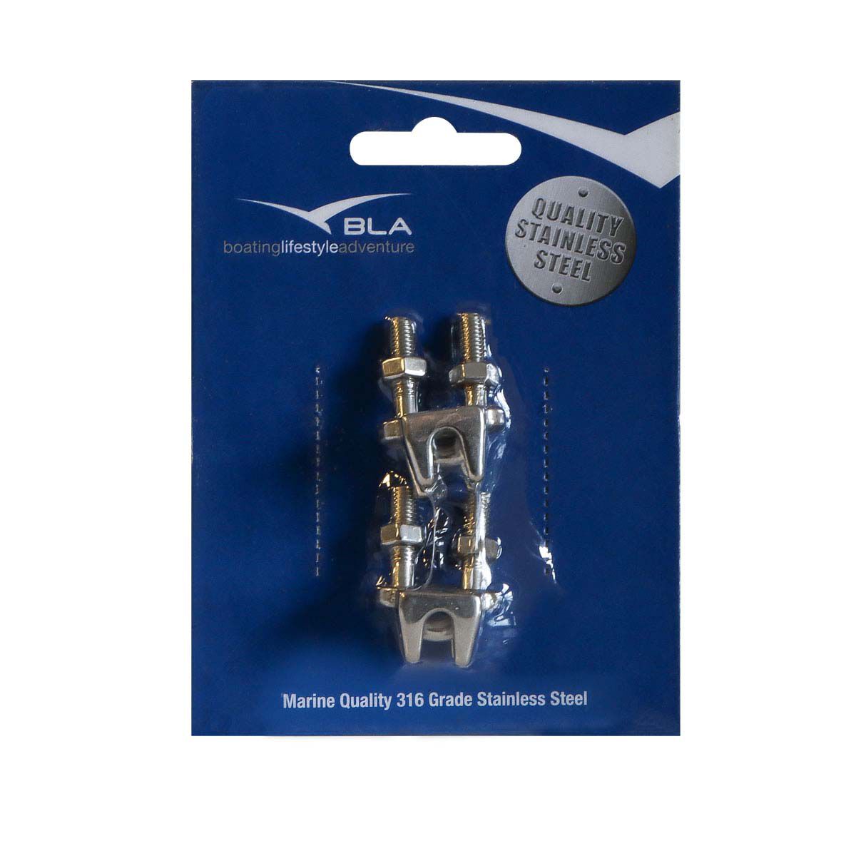 BLA 316 Stainless Steel Wire Rope Grip 5mm Pack 2, , bcf_hi-res