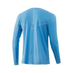 Huk Men's Icon X Long Sleeve Sublimated Polo, Baltic Sea, bcf_hi-res