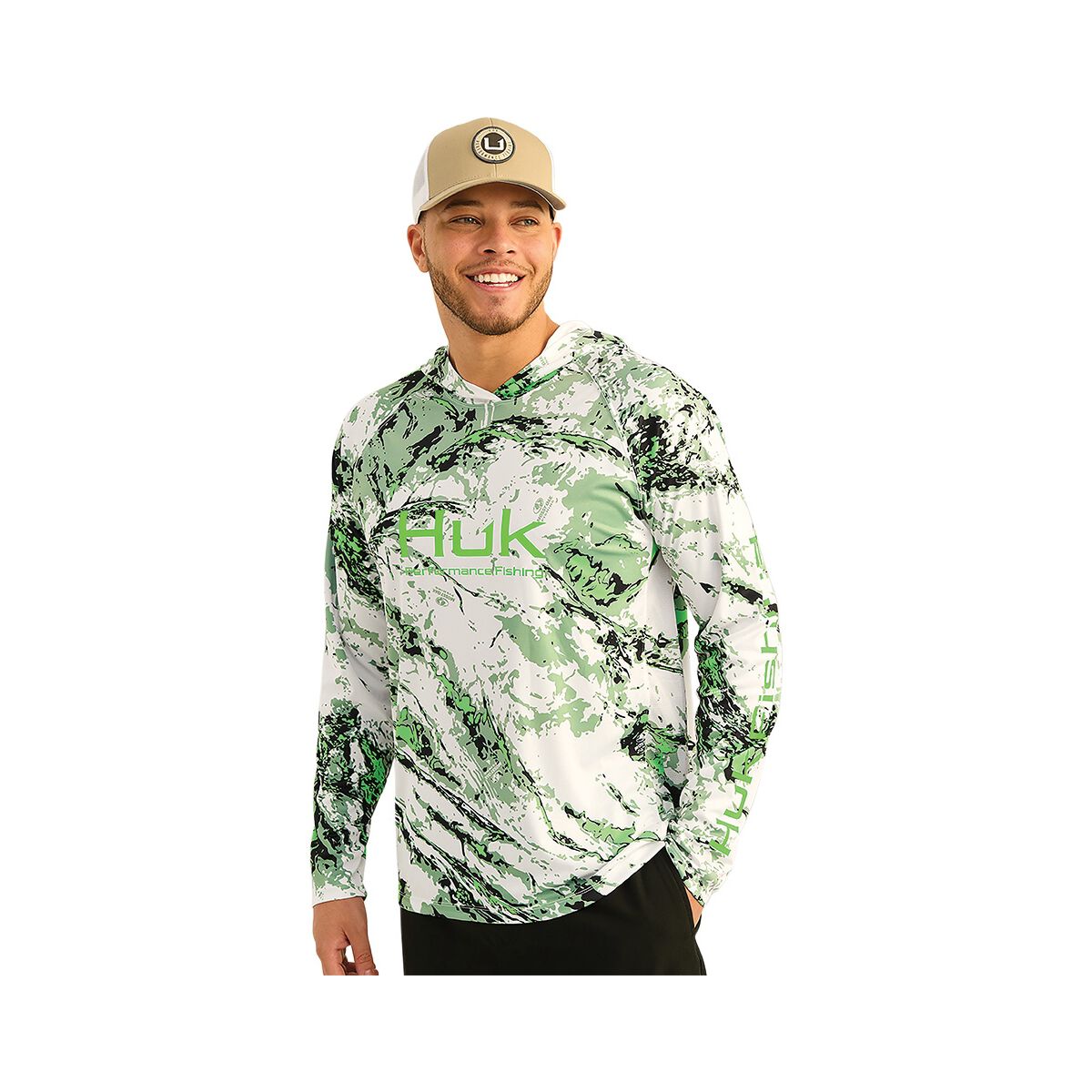 Huk Men&rsquo;s Mossy Oak Pursuit Performance Hooded Fishing Shirt, , bcf_hi-res