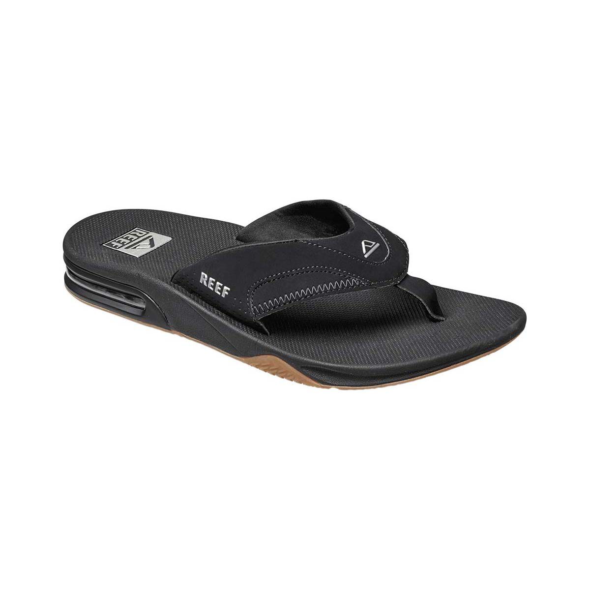 REEF Men s Fanning Thongs Black Silver 9 BCF