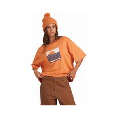 Quiksilver Rising Sun Short Sleeve Shirts for Women, Coral Gold, bcf_hi-res