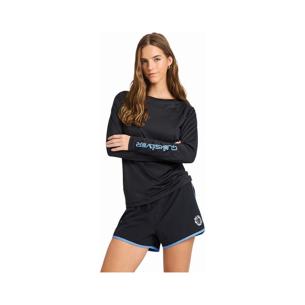 Quiksilver Women&rsquo;s Long Sleeve Rashie, Black / Marina, bcf_hi-res
