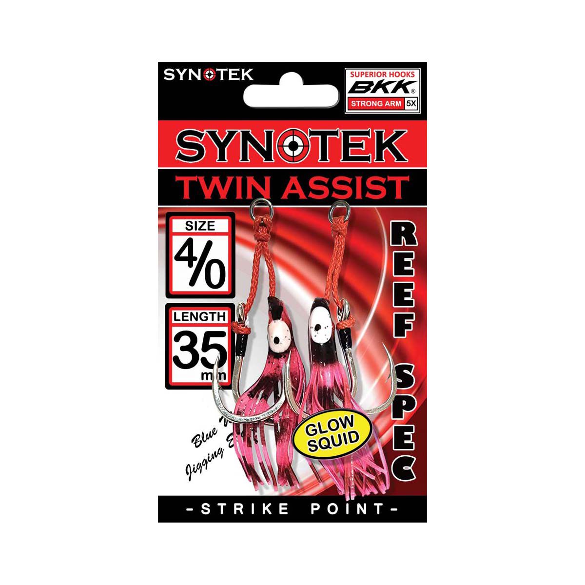 Synotek Twin Assist Hooks 4/0 3.5cm Pink Glow, Pink Glow, bcf_hi-res