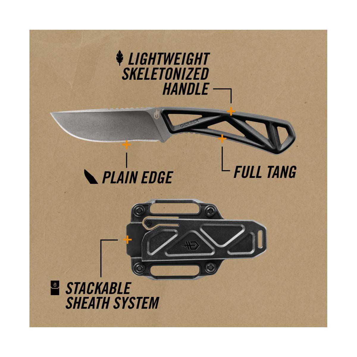 Gerber Exo Mod Fixed Blade Drop Point Knife Black, , bcf_hi-res