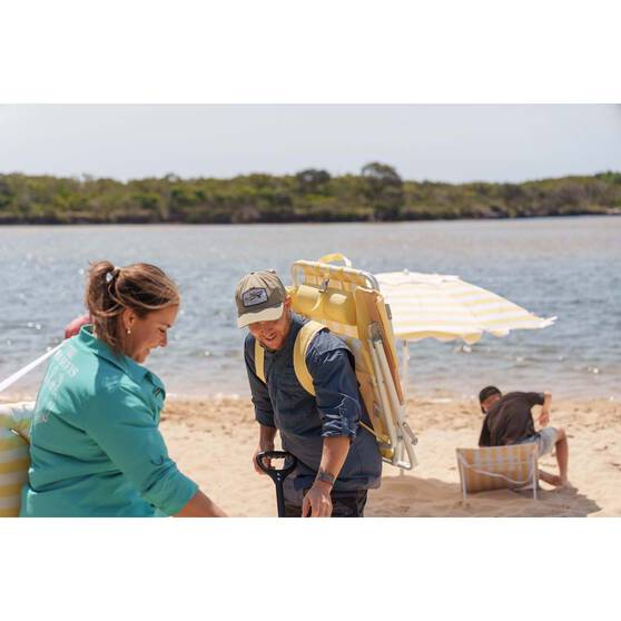 Wanderer Noosa Premium Beach Chair Yellow Stripe 150kg, , bcf_hi-res