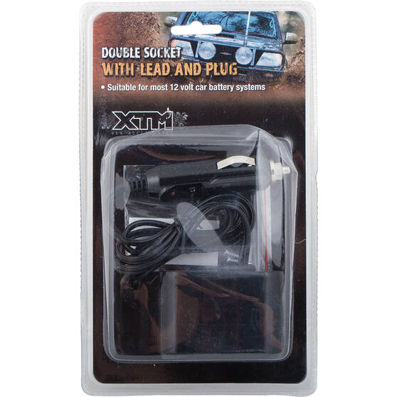 XTM Double Socket With Lead and Plug 12V 10A, , bcf_hi-res