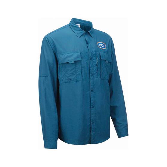 BCF Men’s Long Sleeve Fishing Shirt, Blue / Coral, bcf_hi-res