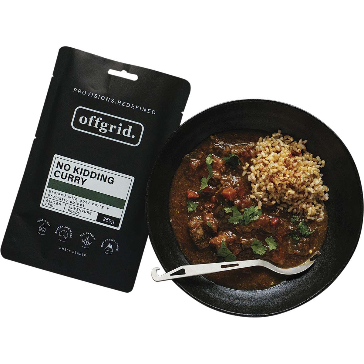 Offgrid No Kidding Curry Heat and Eat Meal 250g, , bcf_hi-res