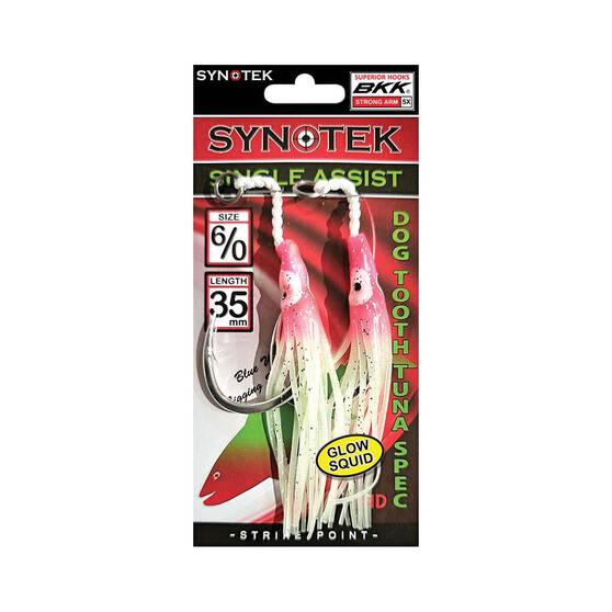 Synotek Single Assist Hooks 6/0 3.5cm Pink Head Glow, Pink Head Glow, bcf_hi-res