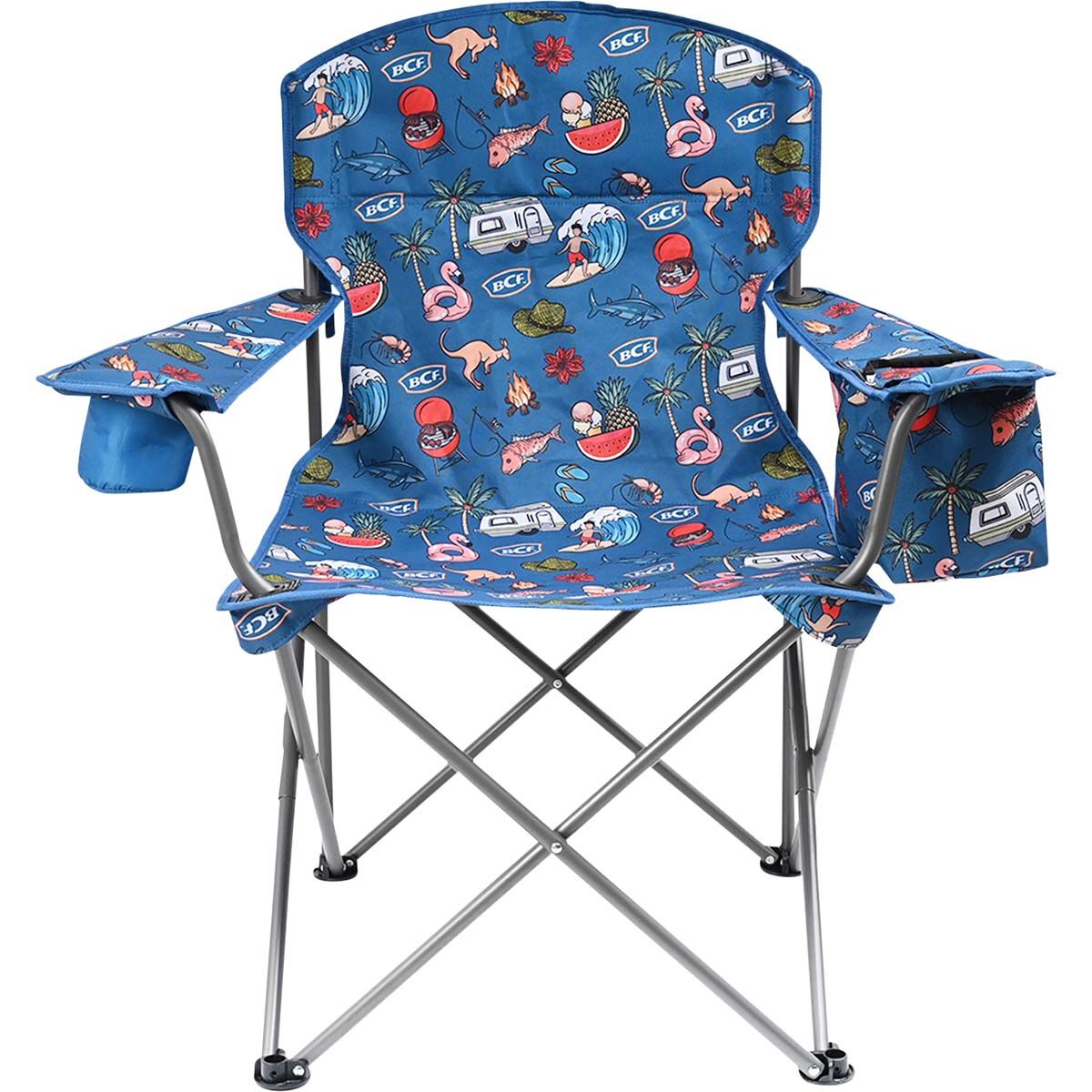BCF Adults Printed Cooler Arm Camp Chair 120kg, , bcf_hi-res