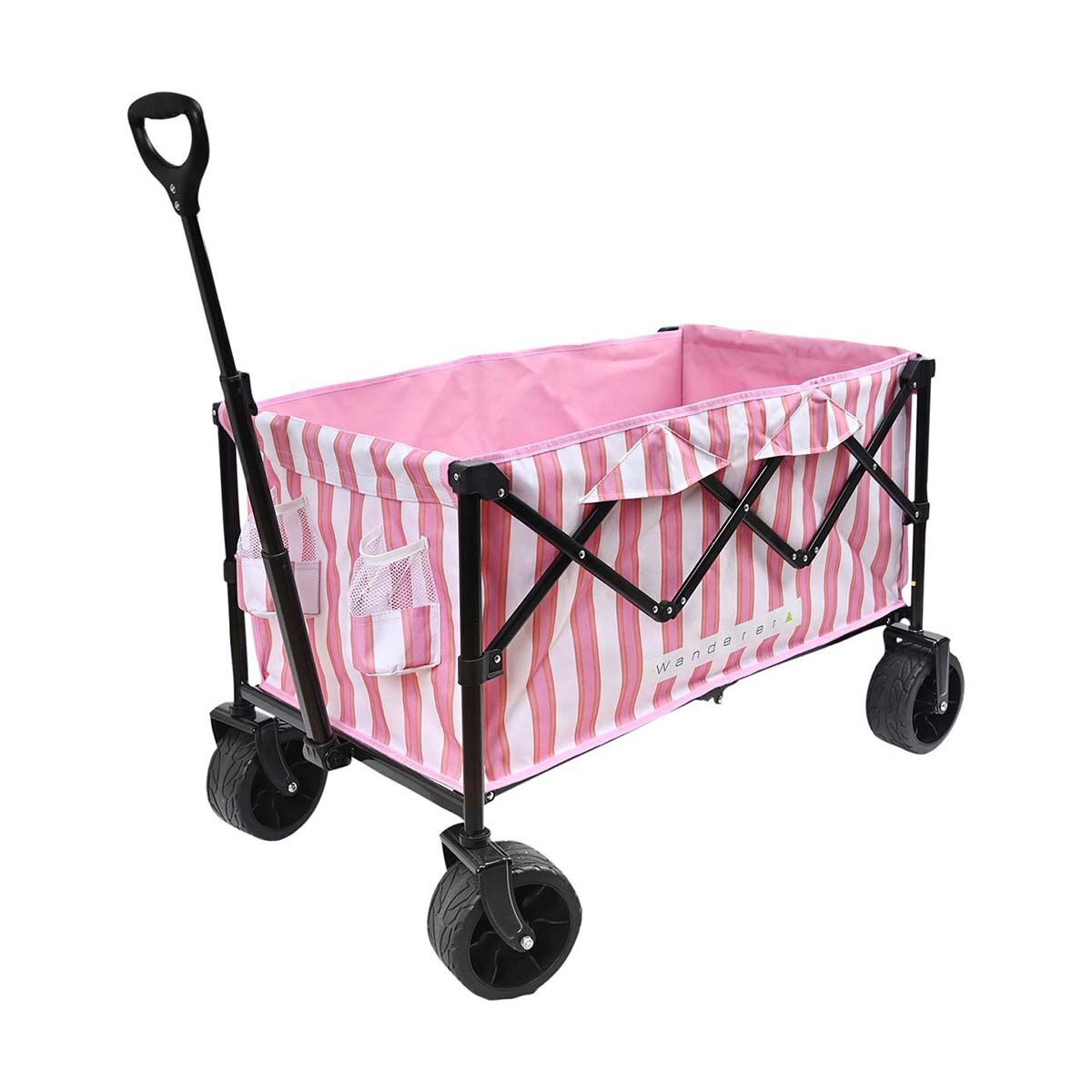 Wanderer Flat Fold Beach Cart 100kg Pink Stripe, , bcf_hi-res