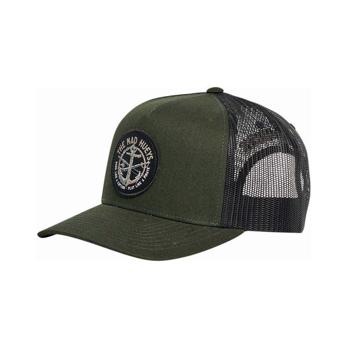 The Mad Hueys Men's Captain Pirate Trucker Cap Oil Green OSFM, Oil Green, bcf_hi-res