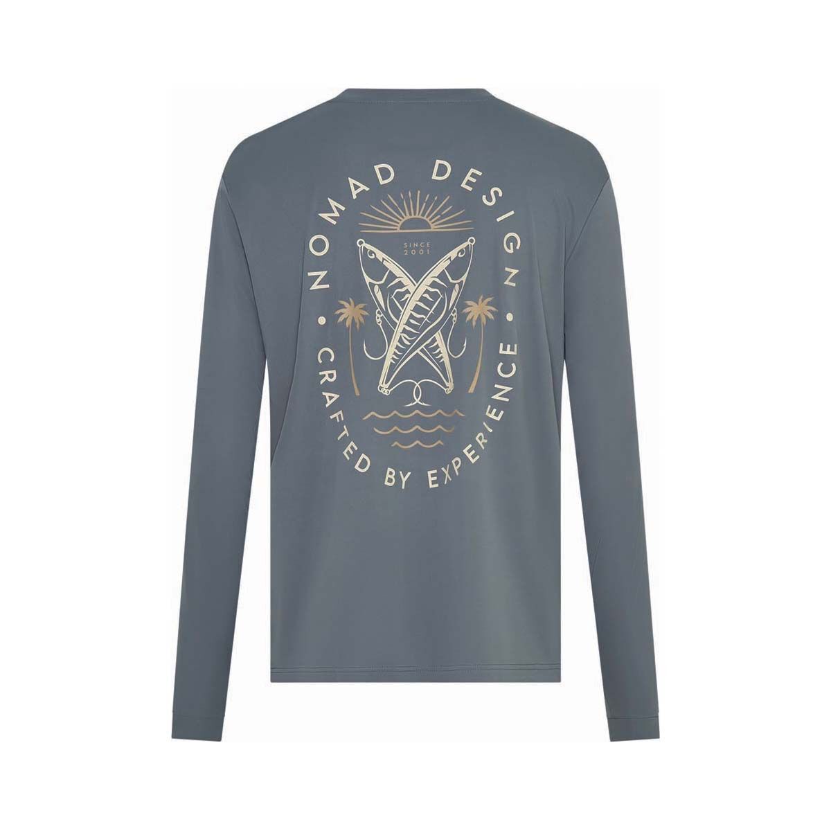 Nomad Men's Rise of the Madscad Crew Tech Fishing Shirt Charcoal S, Charcoal, bcf_hi-res