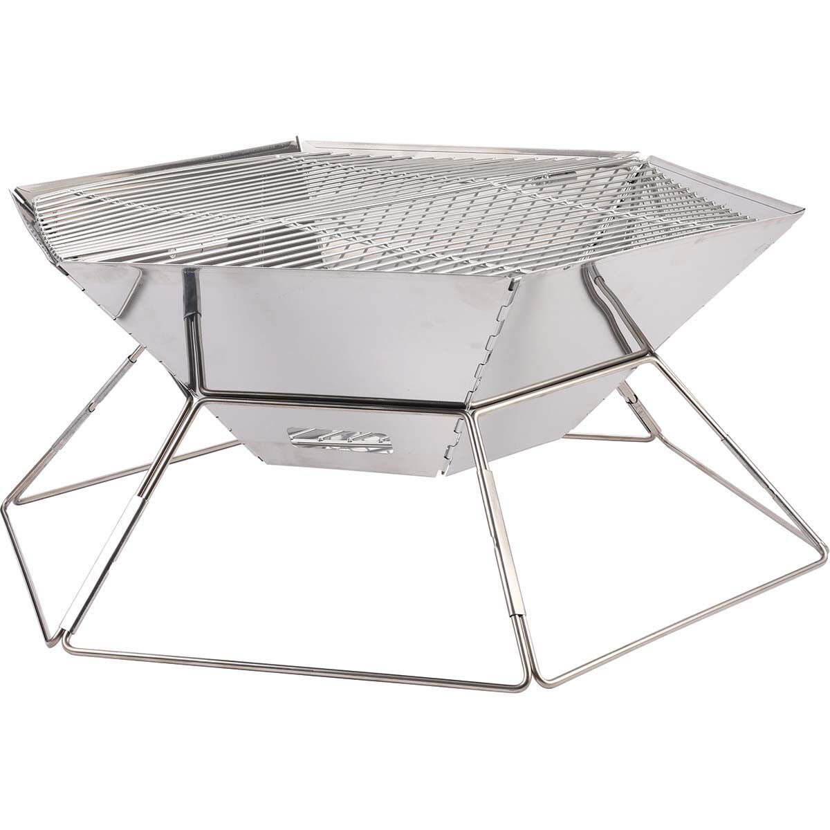 Wanderer Stainless Steel Folding Fire Pit with Grill, , bcf_hi-res