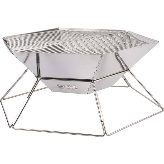 Wanderer Stainless Steel Folding Fire Pit with Grill, , bcf_hi-res