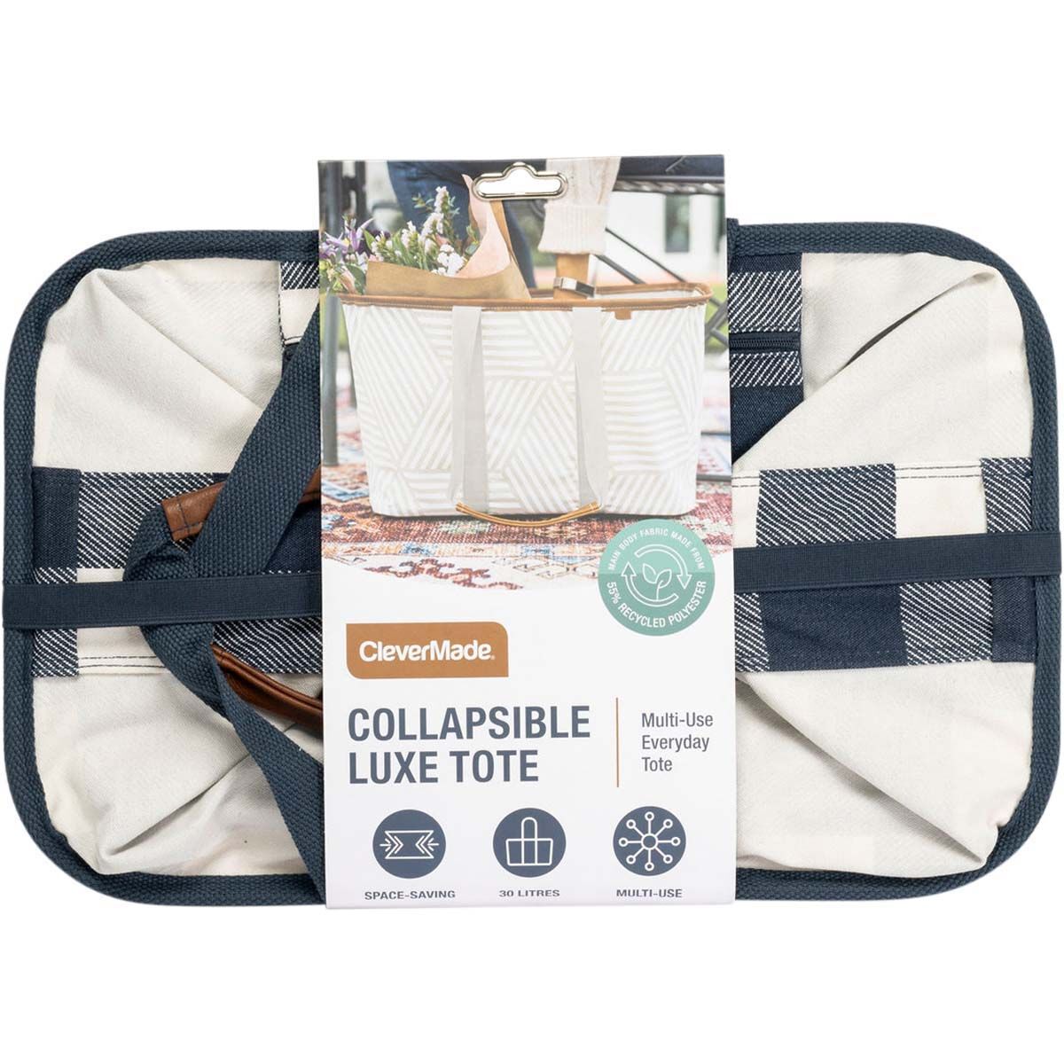 Clevermade Luxe Laundry Tote Navy, Navy, bcf_hi-res