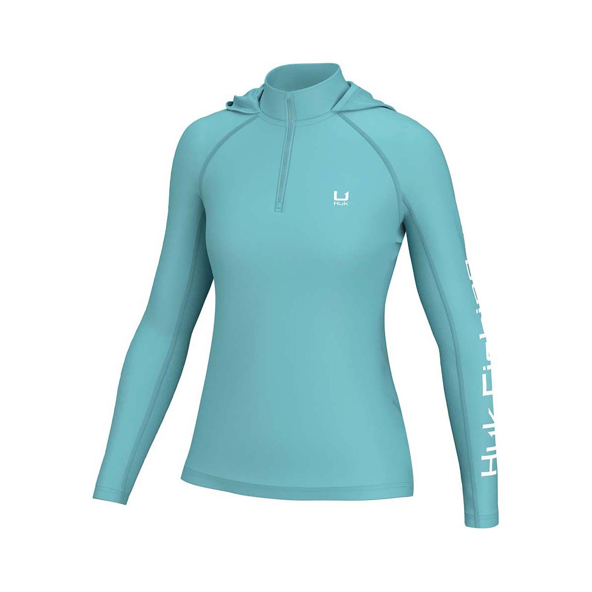 Huk Women&rsquo;s Solid Icon Long Sleeve Hooded Fishing Shirt Marine Blue XS, Marine Blue, bcf_hi-res