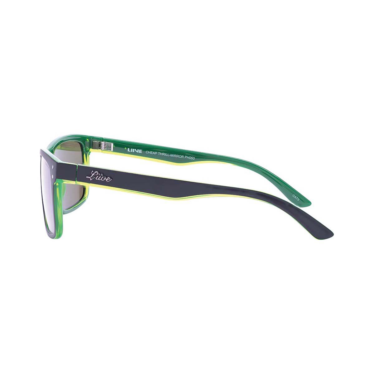 Liive Men&rsquo;s Cheap Thrill Sunglasses Matt Black with Green Lens, , bcf_hi-res