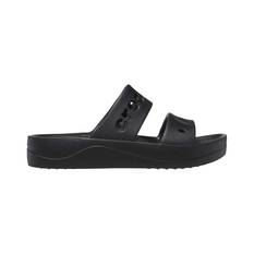 Crocs Women's Platform Baya Sandals Black W11, Black, bcf_hi-res
