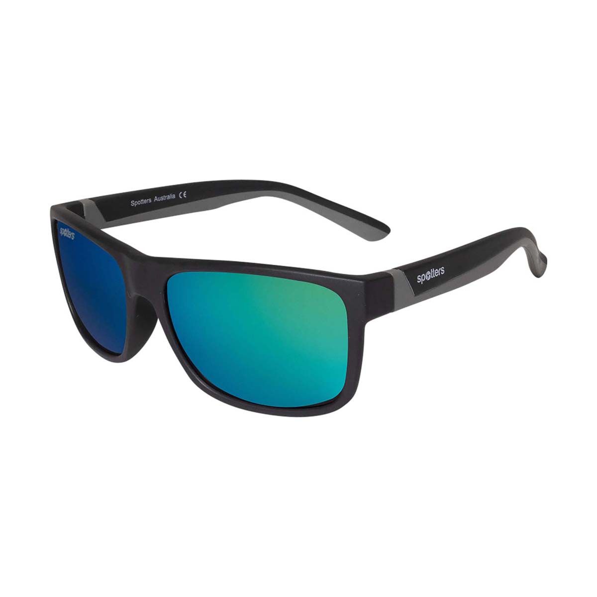 Spotters Wombat Kids' Sunglasses Matte Black with Green Mirror Lens, , bcf_hi-res