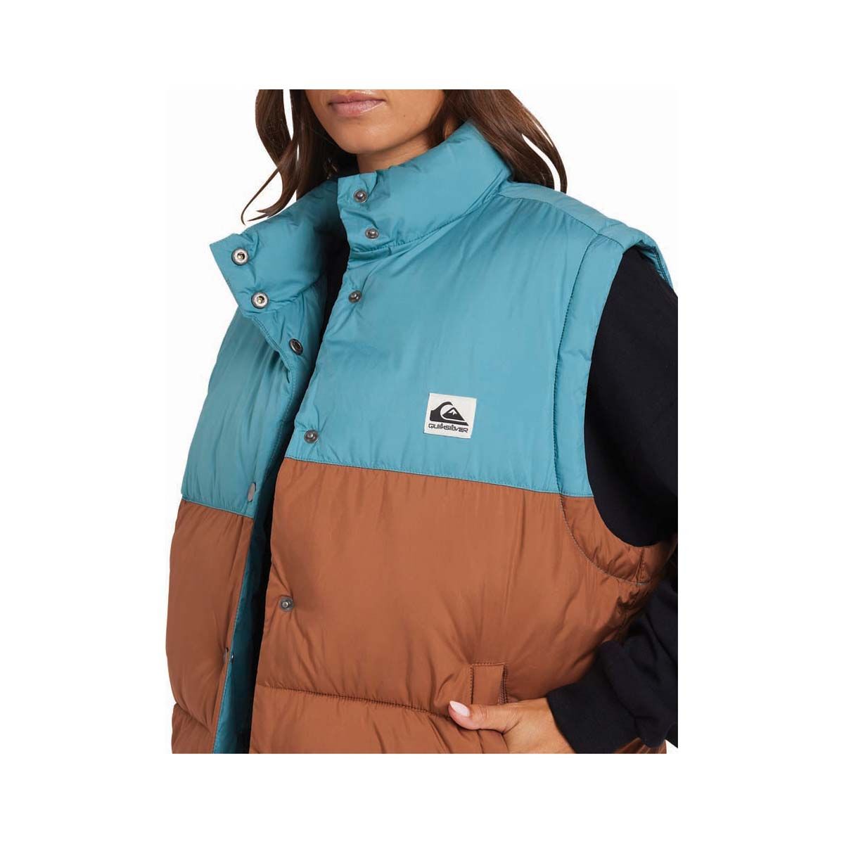 Quiksilver Lantern Puffer Vest for Women, Rawhide, bcf_hi-res