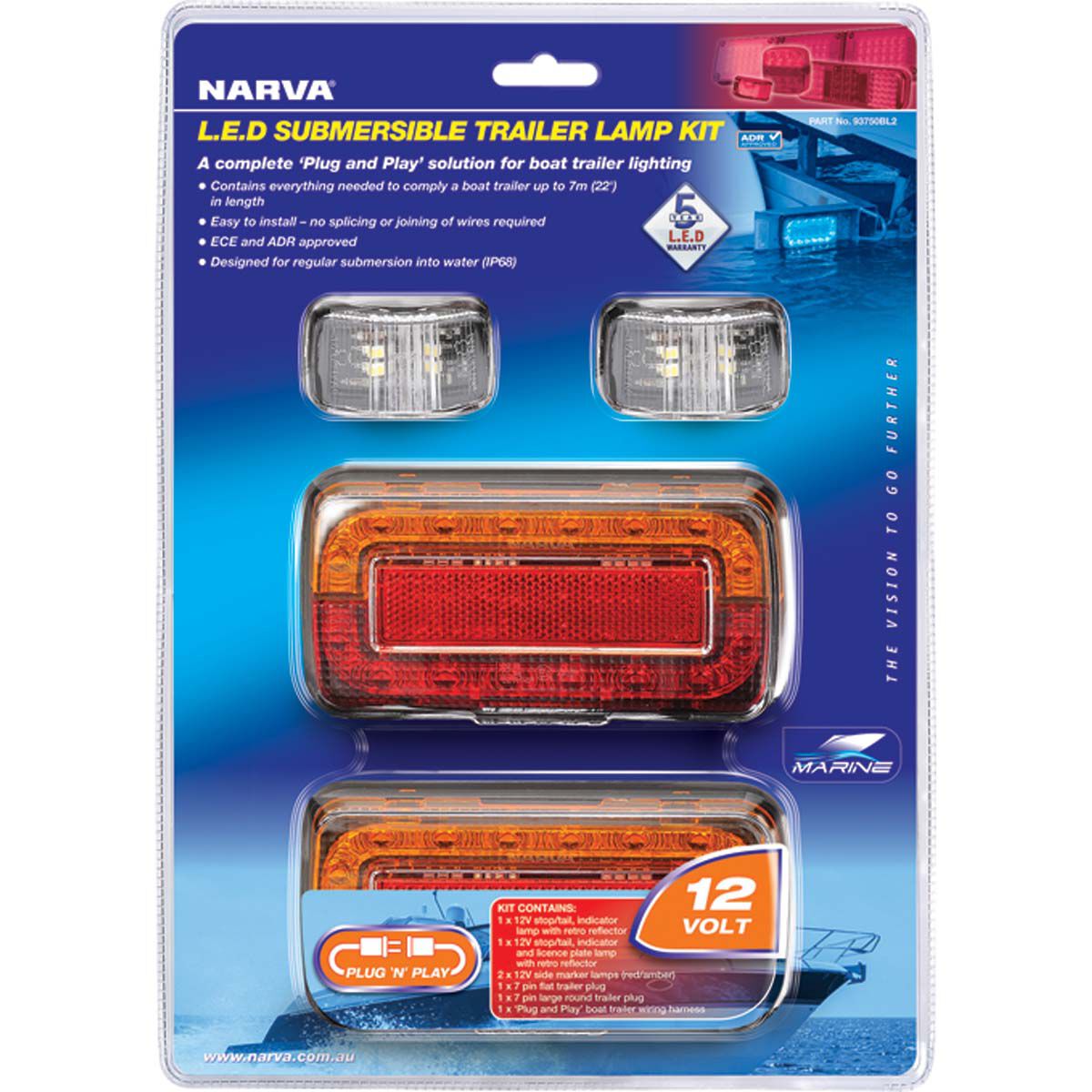 Narva 12V Boat Trailer Lamp Plug & Play Kit Submersible MDL37, , bcf_hi-res