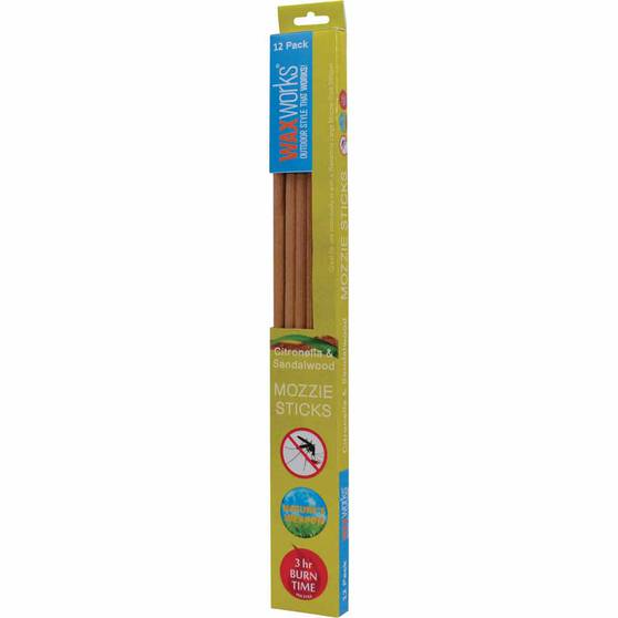 Waxworks Citronella and Sandalwood Sticks 12 Pack, , bcf_hi-res