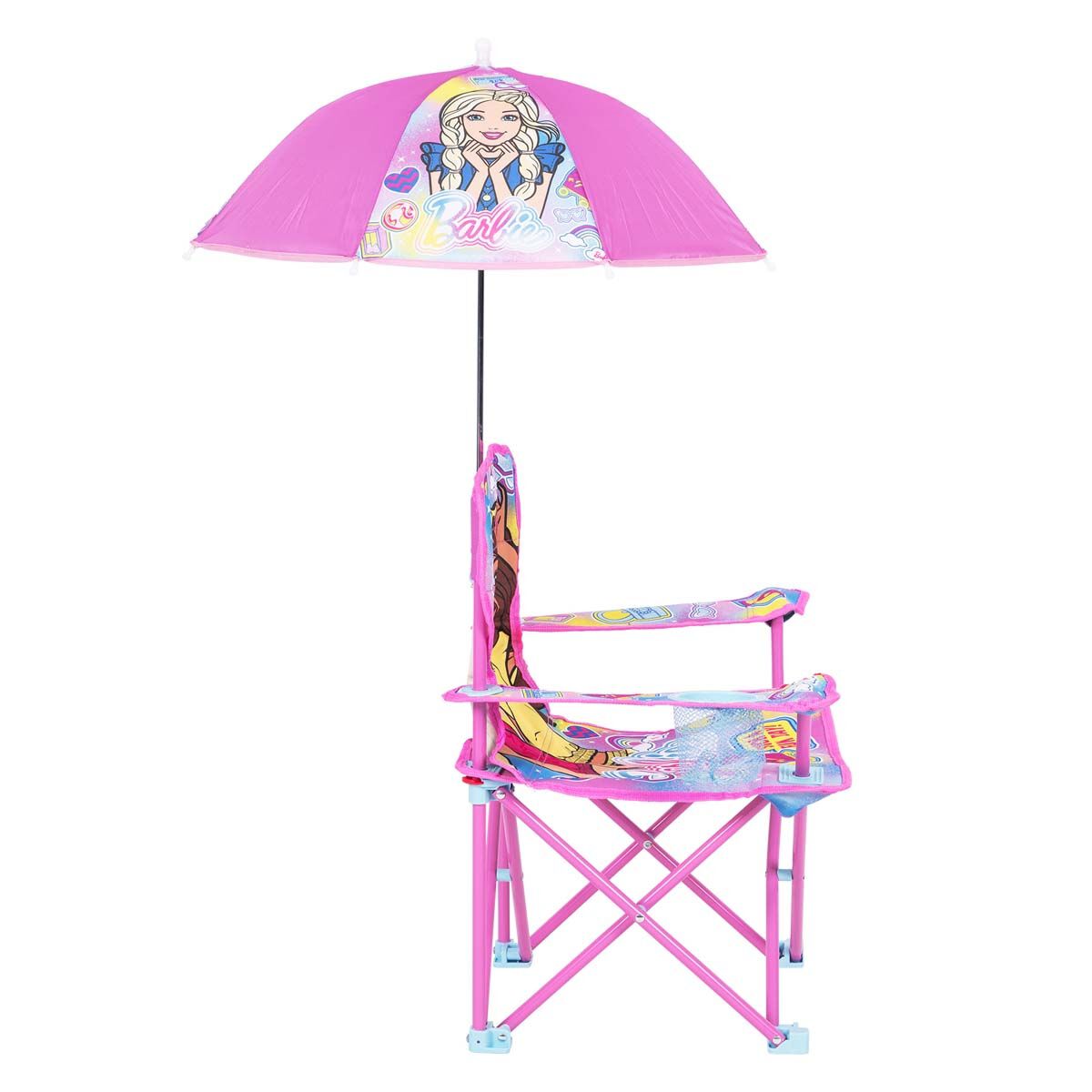 Barbie Kids Camp Chair with Umbrella 30kg, , bcf_hi-res