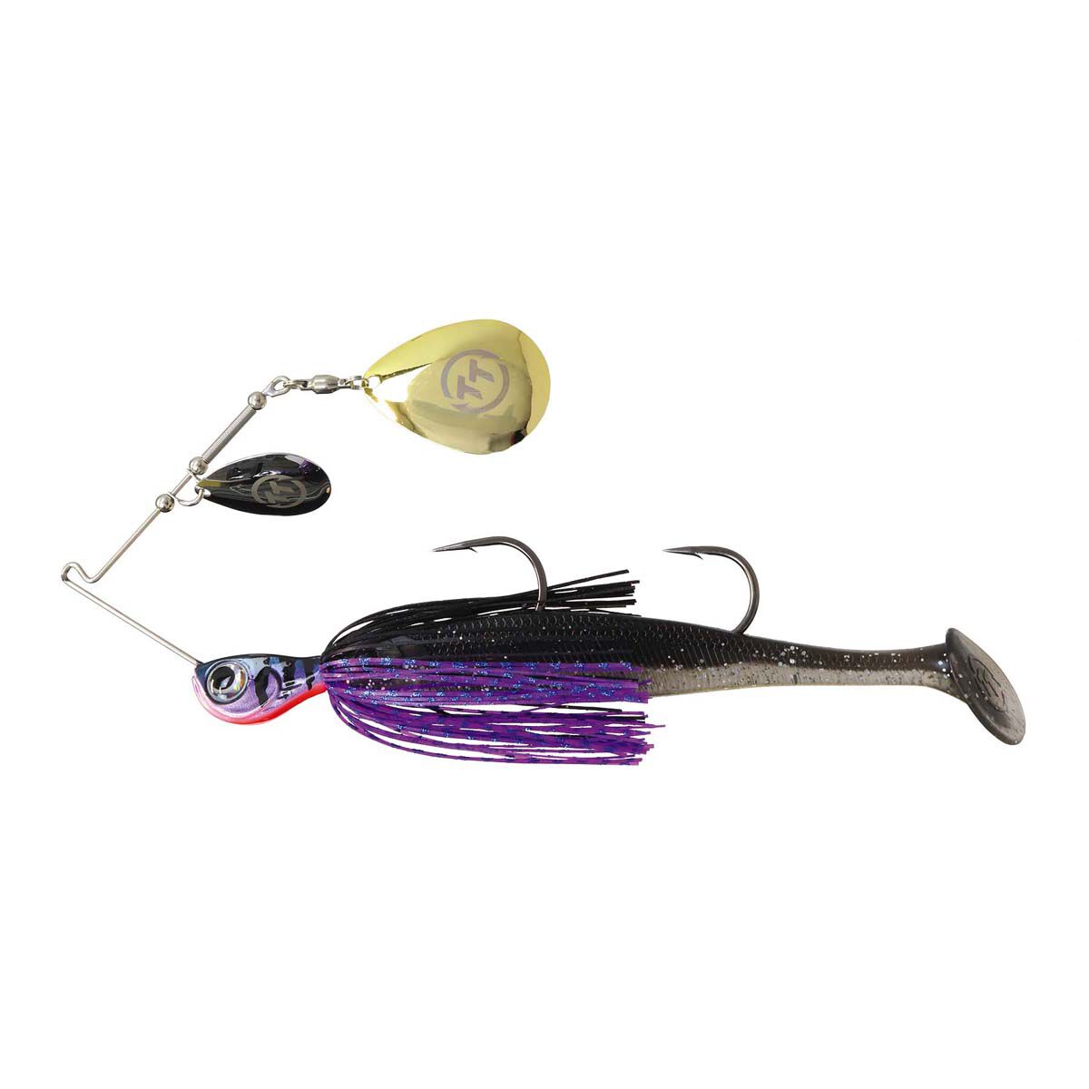 TT Fishing Tornado+ Double Colorado Rigged Spinnerbait Lure 3/4oz Purple Black, Purple Black, bcf_hi-res