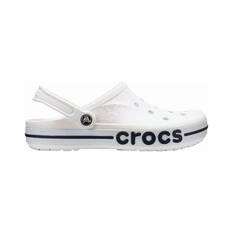 Crocs Unisex Bayaband Clogs, White/Navy, bcf_hi-res
