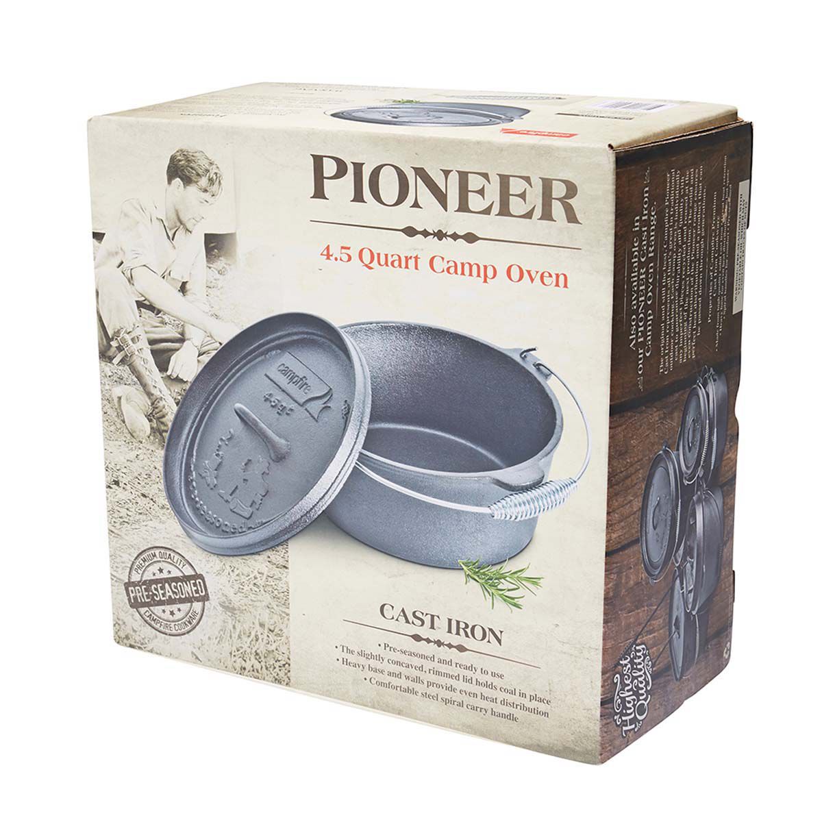 Campfire Pre Seasoned Cast Iron Camp Oven 4.5 Quart BCF