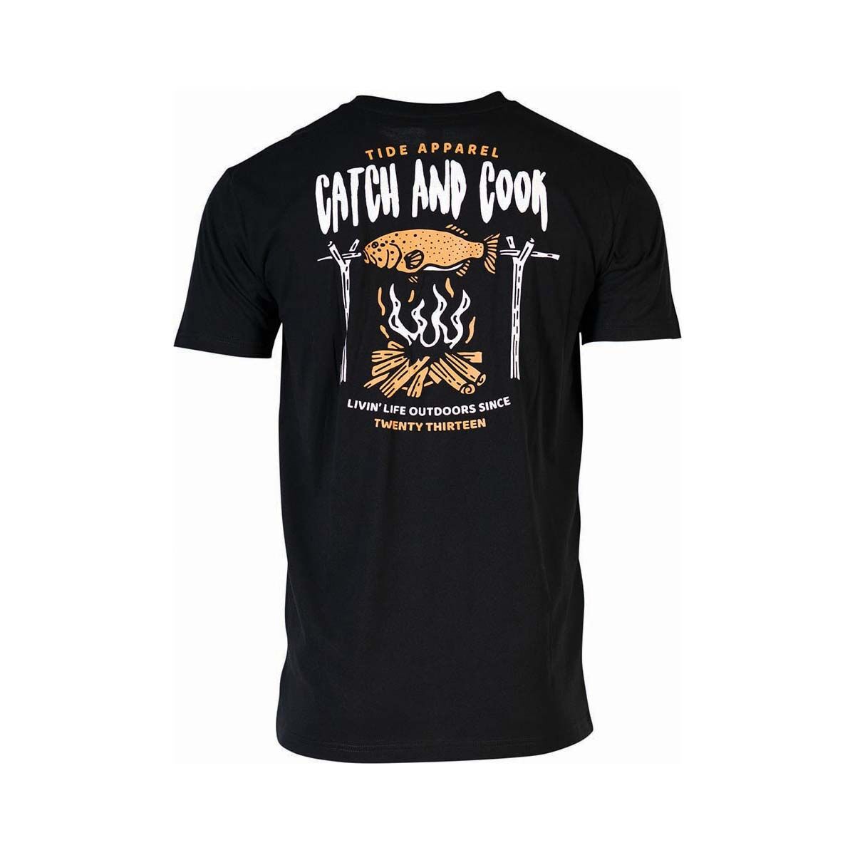 Tide Apparel Men's Catch & Cook Short Sleeve Tee Black S, Black, bcf_hi-res