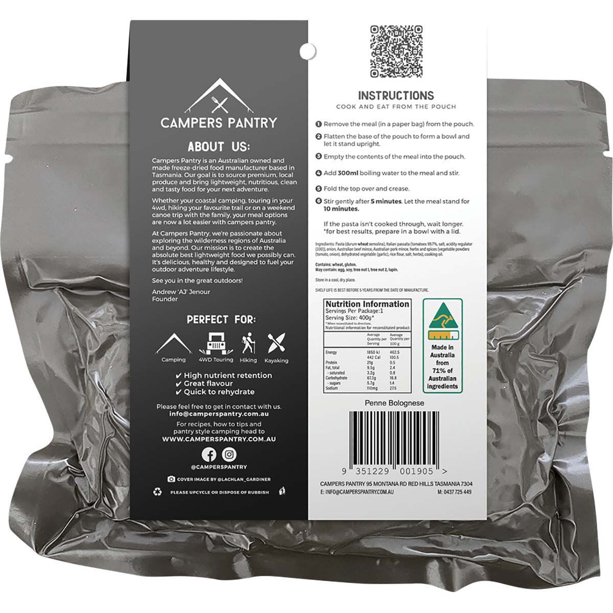 Campers Pantry Freeze Dried Penne Bolognese Single Serve, , bcf_hi-res