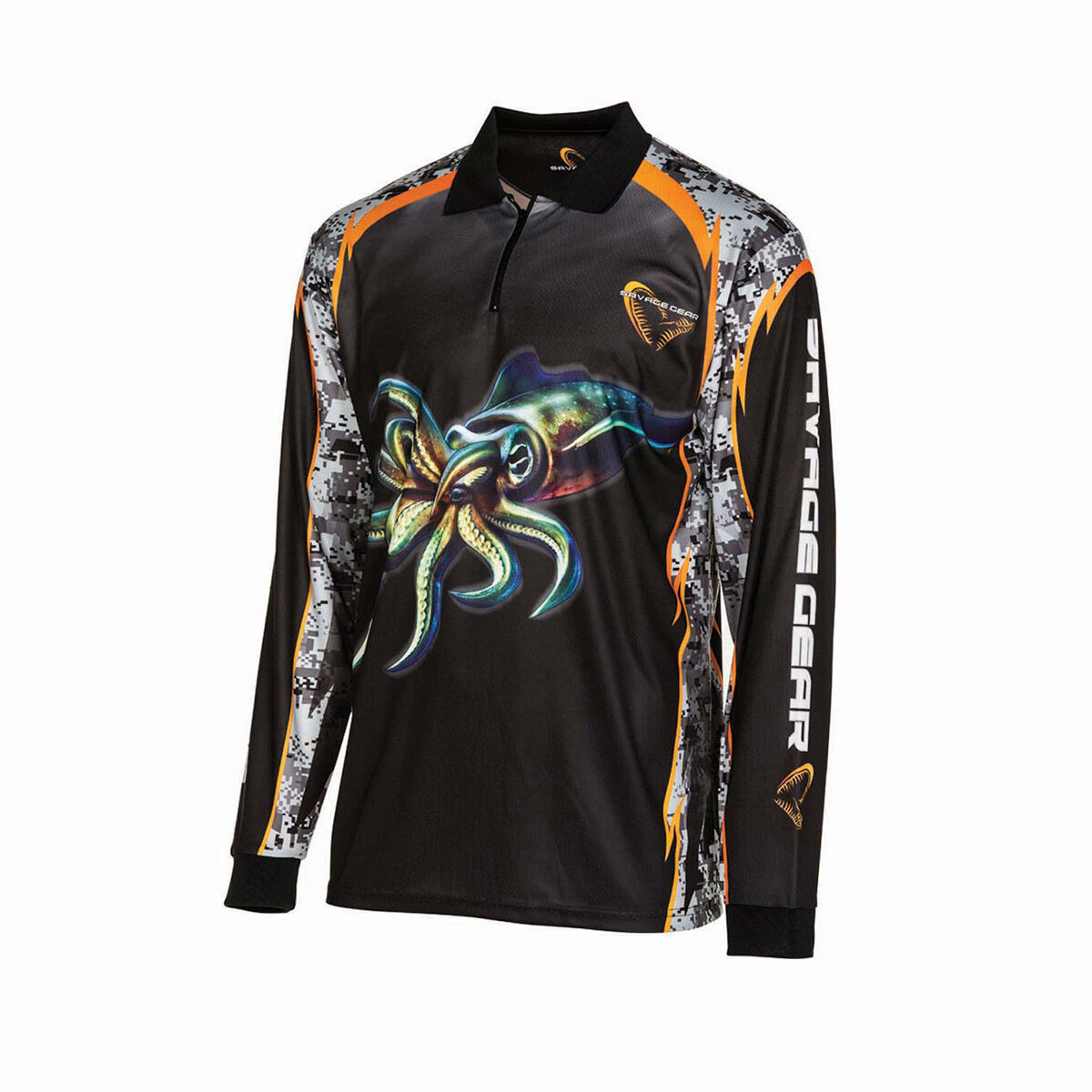 Savage Gear Men's Squid Fishing Shirt Black 3XL, Black, bcf_hi-res