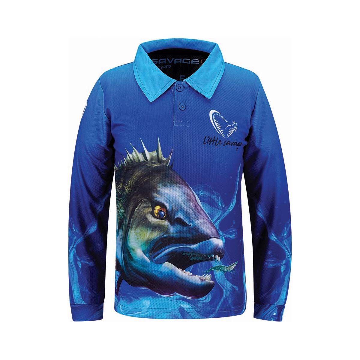 Savage Gear Kids' Little Savage Bream Fishing Shirt Blue 4, Blue, bcf_hi-res